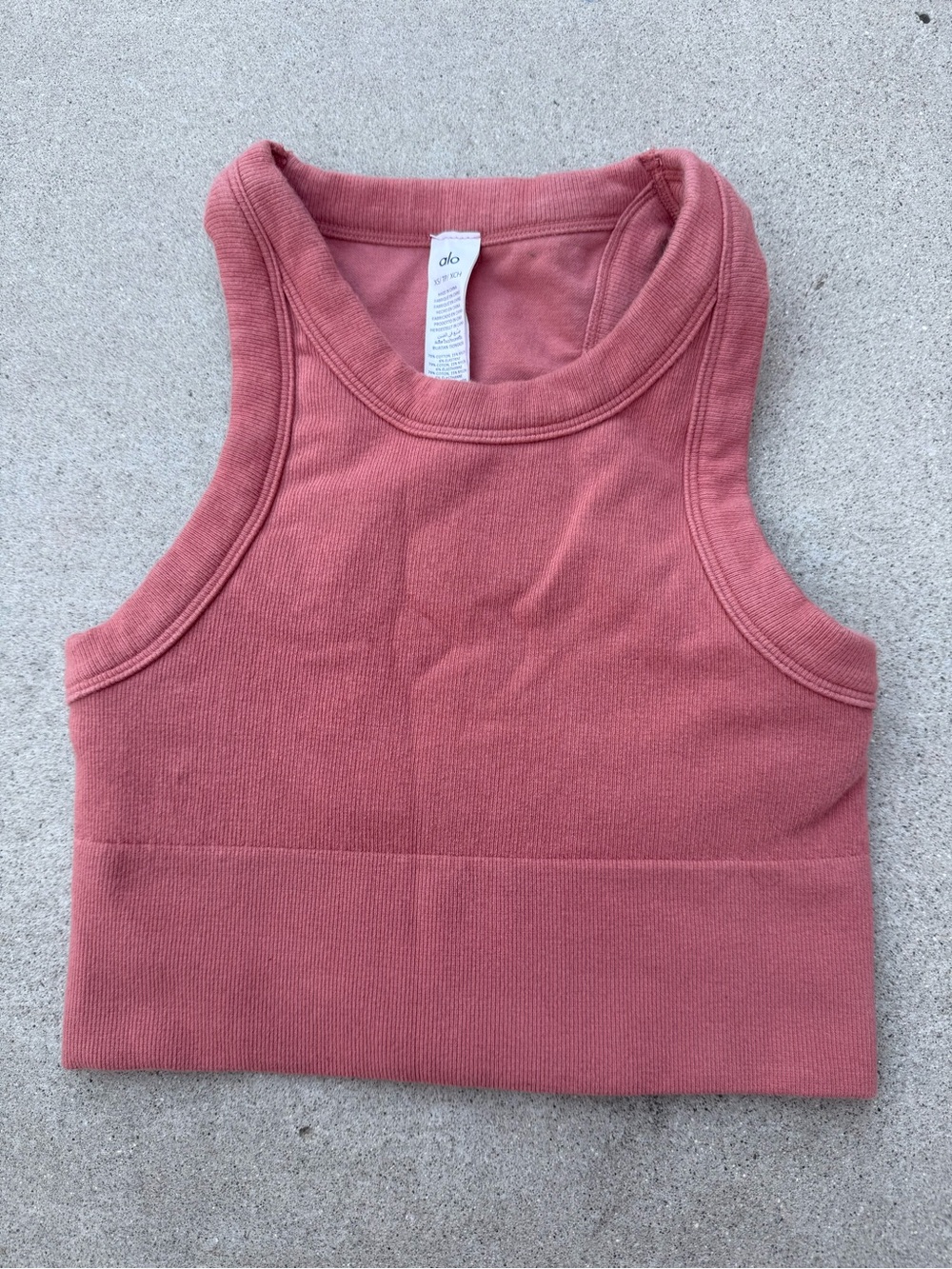Alo Yoga Ribbed Cropped Pink Athletic Tank Top Size XS